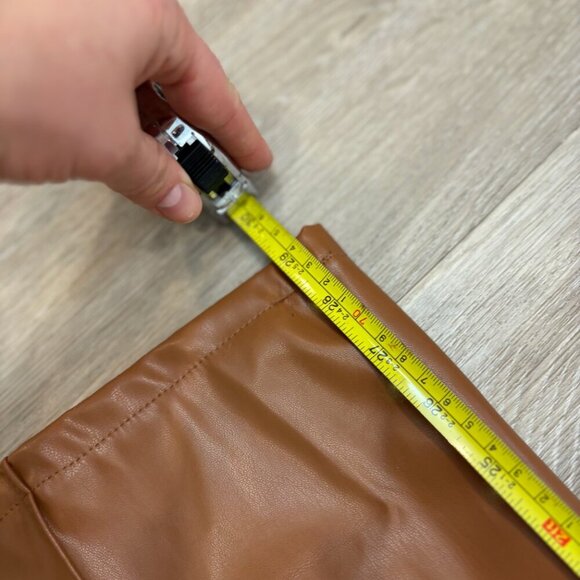 Shein Faux Leather Brown Straight Leg High Waist Pants sz L - Picture 7 of 10